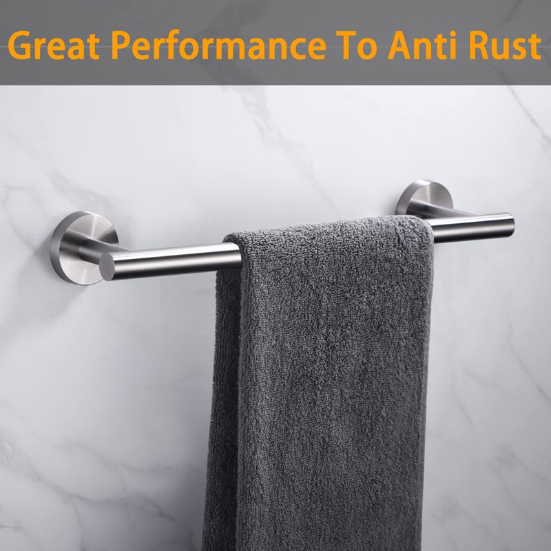 Nolimas Brushed Nickel Bath Towel Bar Single Bars Towel Rack Rod Classic Wall Mounted SUS304 Stainless Steel Bathroom Towel Holder Toilet Kitchen Towel Shelf Single Layer,16 inches - Image 5